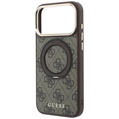 6. Guess Ring Stand 360 4G Classic Logo MagSafe Case for iPhone 18 Pro / 17 Pro - Brown