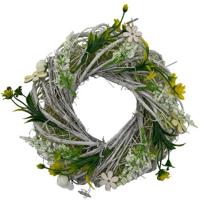 3. WREATH DECORATIVE WHITE AND GREEN WITH ROSES DIAMETER 24 CM