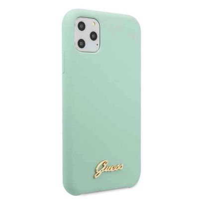 5. Guess GUHCN58LSLMGG iPhone 11 Pro green/green hard case Silicone Vintage Gold Logo