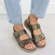 7. Women's leather sandals with Velcro, metallic brown, Rieker 60462-90