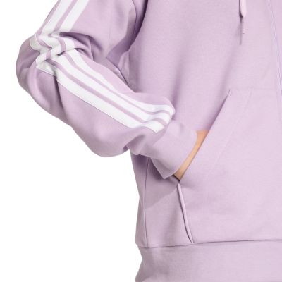 12. Women's adidas Essentials 3-Stripes Full-Zip Fleece Hoodie Purple JY3080