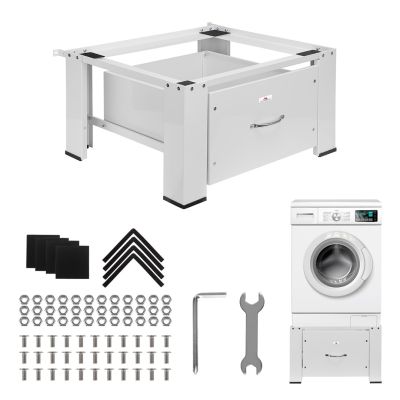 Maclean Washer/Dryer Stand with Drawer, Max Load 150kg, White, MC-117 W