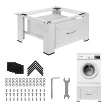 Maclean Washer/Dryer Stand with Drawer, Max Load 150kg, White, MC-117 W
