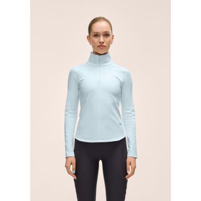 2. CASALL Women's Serene Half Zip Long Sleeve T-Shirt, Blue