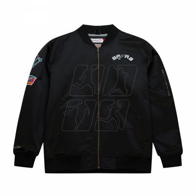 Mitchell &amp; Ness Lightweight Satin Bomber San Antonio Spurs M Jacket SJKT6599-SASYYPPPBLCK