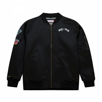 Mitchell & Ness Lightweight Satin Bomber San Antonio Spurs M Jacket SJKT6599-SASYYPPPBLCK
