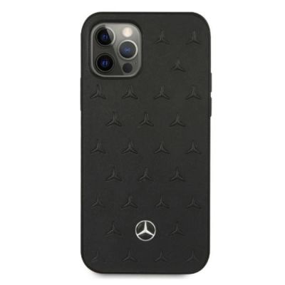 3. Mercedes Leather Stars Pattern Case for iPhone 12 Pro Max - Black