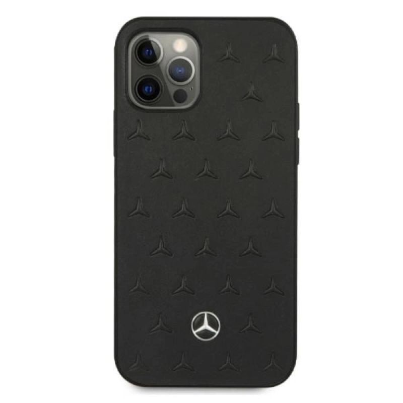 3. Mercedes Leather Stars Pattern Case for iPhone 12 Pro Max - Black