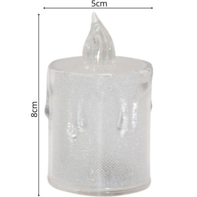 7. DECORATIVE CANDLE 8 CM TRANSPARENT WARM WHITE 1 LED