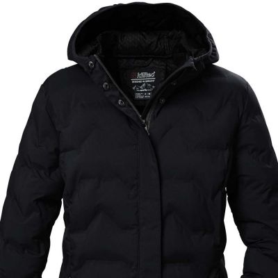 3. Killtec KOW 9 women's technical parka, quilted, hooded, zippered, waterproof, black (41806/200)