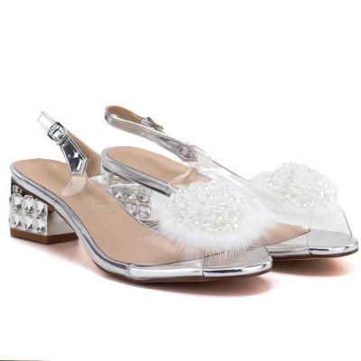 4. Silver Transparent Sandals with Decorative Heel D&A MR62-9100
