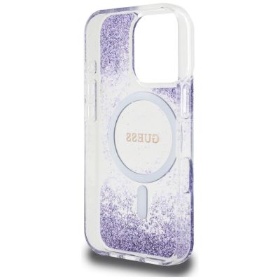 7. Guess HC Resin Bottom Glitter MagSafe case for iPhone 16 Pro Max - purple