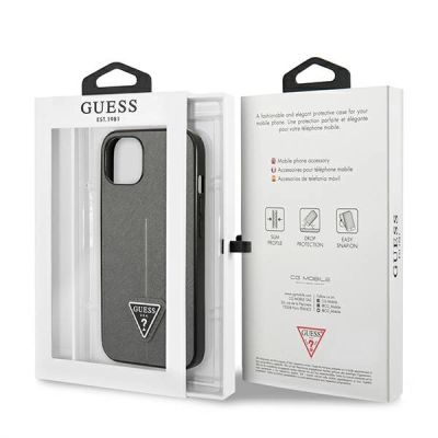 8. Guess SaffianoTriangle Logo case for iPhone 13 / 14 / 15 6.1" - silver