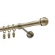 Single Curtain Rod Ø 19 mm, Antique Brass, 320 cm, MAX Finial, with Rings, KOWALSKI