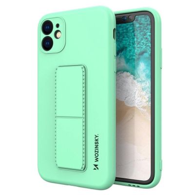 Wozinsky Kickstand Case iPhone 12 Pro Silicone Case with Stand Mint