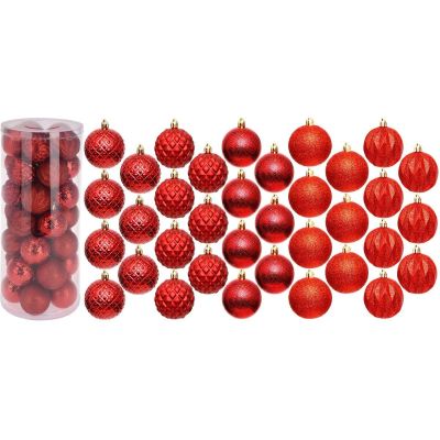 DECORATIVE PLASTIC BALL 6CM SET 35 PCS RED