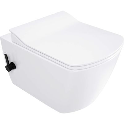 Toilet bowl with bidet function - with mixer tap