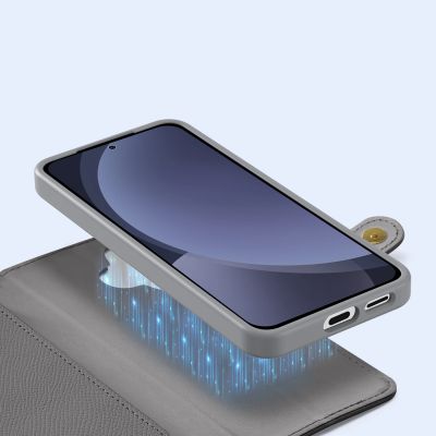 7. Dux Ducis Lawa Leather Case for Samsung Galaxy S25+ with Detachable Magnetic Wallet - Gray