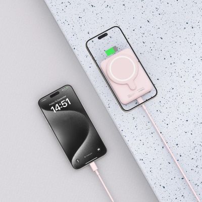 6. Tech-Protect LifeMag PB10 Powerbank with MagSafe 5000mAh 15W USB-C port - pink + USB-C cable
