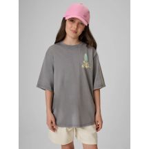 Loose T-shirt with print for girls 4F 4FJRSS26TTSHF3980-25S