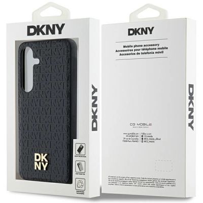 8. DKNY Leather Pattern Metal Logo MagSafe case for Samsung Galaxy S24+ - black