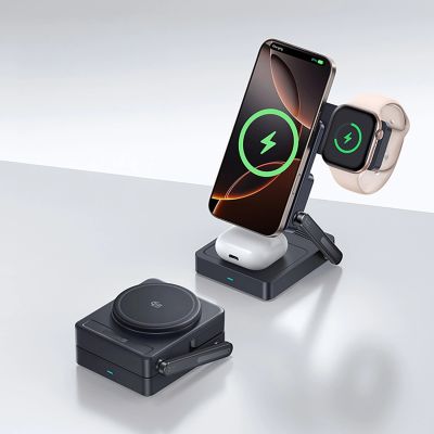 12. Baseus PicoGo AF21 3in1 Qi2.2 35W Wireless Charger with 45W EU Power Adapter and 1m USB-C Cable - Black