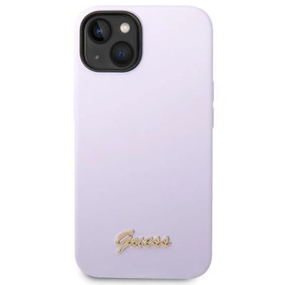 3. Guess Silicone Vintage Gold Logo Case for iPhone 14 / 15 Plus - Purple
