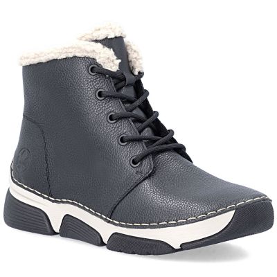 Women's leather ankle boots, insulated, black, Rieker 45946-00