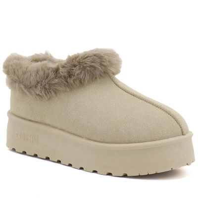 5. Women's beige Big Star snow boots with fur on the platform UU274204