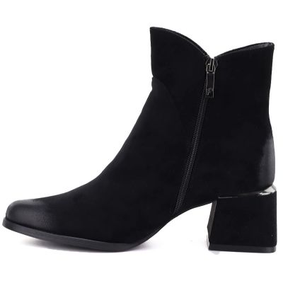 8. Women's black suede high-heeled ankle boots Potocki SZ12875
