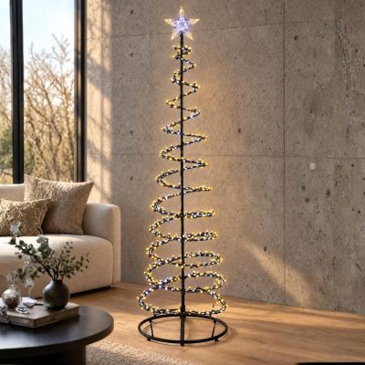 6. DECORATIVE CHRISTMAS TREE 640LED WATERFALL180CM BLACK