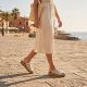 8. Women's beige wedge sandals Rieker 629X8-60