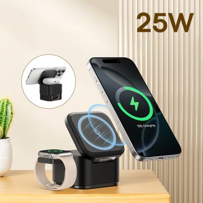 2. Baseus MagPro 3in1 25W MagSafe Compatible Inductive Charger for Phone and Smartwatch - Black