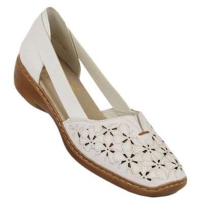 2. Rieker W RKR442B openwork leather shoes white