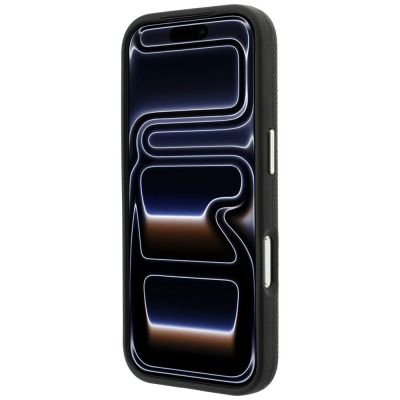 5. Karl Lagerfeld Grained with Resin Signature Logo MagSafe Case for iPhone 18 Pro / 17 Pro - Black