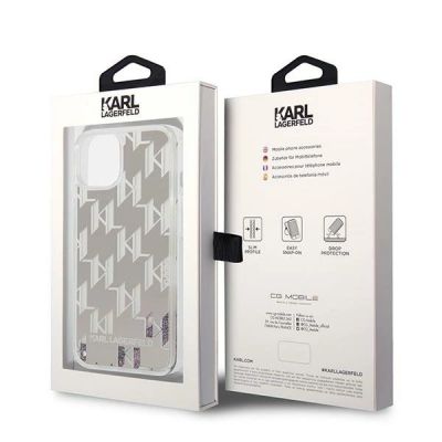 8. Karl Lagerfeld KLHCP14SLMNMS iPhone 14 6.1 "hardcase silver / silver Liquid Glitter Monogram