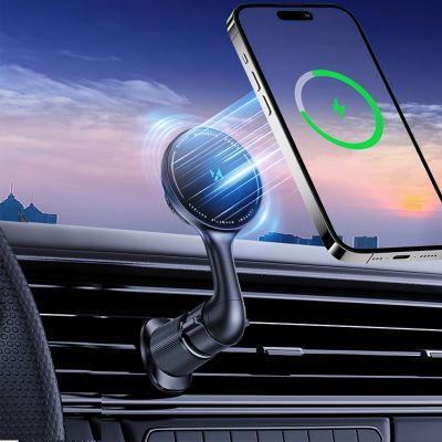 3. Wozinsky WCT5-6S4Y Car Holder with Qi/MagSafe 15W Inductive Charger for Air Vent - Black