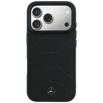 9. Mercedes Leather Mesh with Bow Line MagSafe Case for iPhone 17 Pro Max - Black