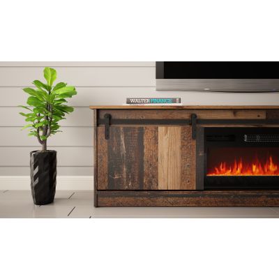 5. GRANERO TV cabinet + fireplace 200x56.7x35 old wood