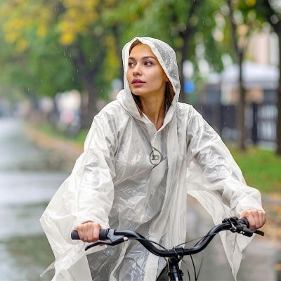 3. BICYCLE RAIN PONCHO FOR ADULTS 100x130x1CM PE 135GR DUNLOP - WHITE