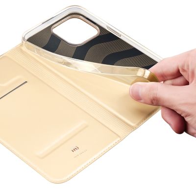 7. Dux Ducis Skin Pro Holster Flip Cover for iPhone 14 Pro gold
