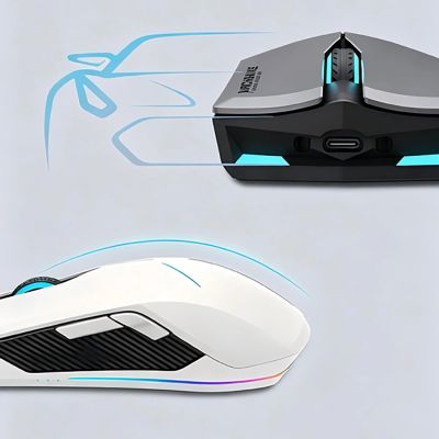 8. Machenike M721 Wireless Gaming Mouse 10000 DPI with RGB Backlight - White