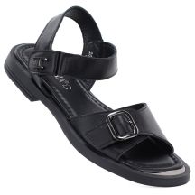 Women's black leather sandals Vinceza 26-62303