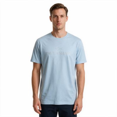 Paul&Shark Men's Cotton and Lyocell T-shirt Light Blue 26411007-394 - Elegant Comfort