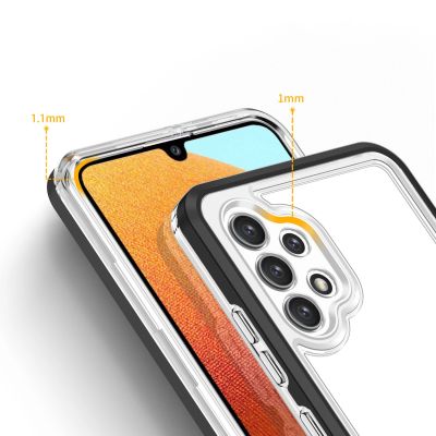 4. Clear 3in1 Case for Samsung Galaxy A72 4G Frame Gel Cover Black