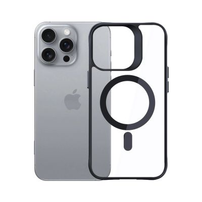 4. 3mk Satin Armor MagCase with MagSafe iPhone 16 Pro Max - Clear with Black Frame
