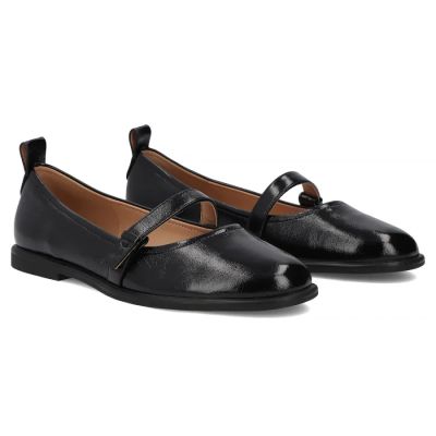 5. Women's leather ballet flats with a belt, black Filippo DP7742
