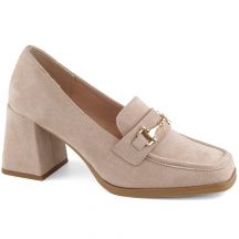 Potocki W WOL217 beige suede shoes with a decorative heel