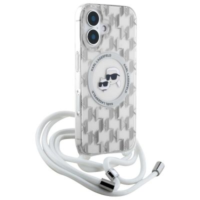 3. Karl Lagerfeld IML Crossbody Monogram Karl & Choupette Head MagSafe iPhone 16 Case - Clear