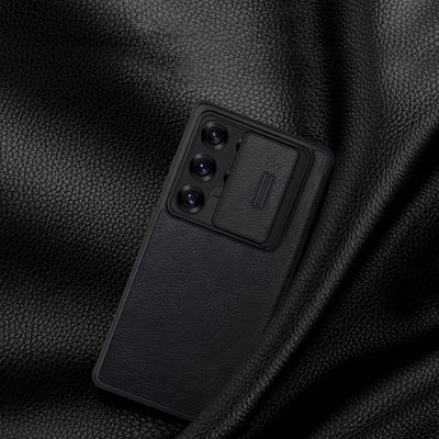 6. Nillkin Qin Pro Case for Samsung Galaxy S25 Ultra with Flip and Camera Cover - Black